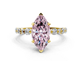 Yellow gold Fancy Pink Marquise  Diamond Prong Set Engagement Ring with Pave Band_261