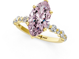 Yellow gold Fancy Pink Marquise  Diamond Prong Set Engagement Ring with Pave Band_262
