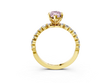 Yellow gold Fancy Pink Marquise  Diamond Prong Set Engagement Ring with Pave Band_264