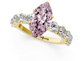 Yellow gold Fancy Pink Marquise  Diamond Prong Setting with Side Stones on a Pave Band_123