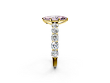 Yellow gold Fancy Pink Marquise  Diamond Prong Setting with Side Stones on a Pave Band_124