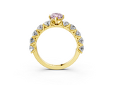 Yellow gold Fancy Pink Marquise  Diamond Prong Setting with Side Stones on a Pave Band_125