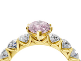 Yellow gold Fancy Pink Marquise  Diamond Prong Setting with Side Stones on a Pave Band_126