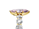 Yellow gold Fancy Pink Marquise  Diamond Prong Setting with Side Stones on a Pave Band_127