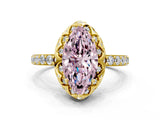 Yellow gold Fancy Pink Marquise  Diamond Solitaire Ring with Shared Prong Pavé Band_66