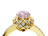 Yellow gold Fancy Pink Marquise  Diamond Solitaire Ring with Shared Prong Pavé Band_70