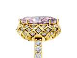 Yellow gold Fancy Pink Marquise  Diamond Solitaire Ring with Shared Prong Pavé Band_71