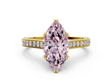 Yellow gold Fancy Pink Marquise  Diamond Solitaire with Pave Band and Six-Prong Setting_20