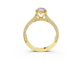 Yellow gold Fancy Pink Marquise  Diamond Solitaire with Pave Band and Six-Prong Setting_23