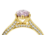 Yellow gold Fancy Pink Marquise  Diamond Solitaire with Pave Band and Six-Prong Setting_24