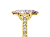 Yellow gold Fancy Pink Marquise  Diamond Solitaire with Pave Band and Six-Prong Setting_25