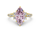 Yellow gold Fancy Pink Marquise  Diamond Three-Stone Pave Band with Four-Prong Setting_19