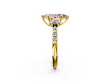 Yellow gold Fancy Pink Marquise  Diamond Three-Stone Pave Band with Four-Prong Setting_21