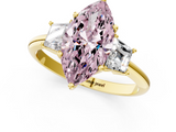 Yellow gold Fancy Pink Marquise  Diamond Three-Stone Ring with Trapezoid Side Stones and Prong Setting_18