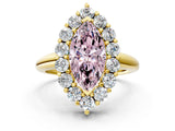 Yellow gold Fancy Pink Marquise  Halo Cluster Diamond Engagement Ring with Prong Setting and Polished Band_20