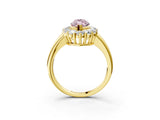 Yellow gold Fancy Pink Marquise  Halo Cluster Diamond Engagement Ring with Prong Setting and Polished Band_23