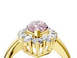 Yellow gold Fancy Pink Marquise  Halo Cluster Diamond Engagement Ring with Prong Setting and Polished Band_24