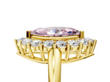 Yellow gold Fancy Pink Marquise  Halo Cluster Diamond Engagement Ring with Prong Setting and Polished Band_25
