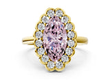 Yellow gold Fancy Pink Marquise  Halo Cluster Diamond Engagement Ring with Solitaire Band and Prong Setting_49