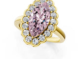 Yellow gold Fancy Pink Marquise  Halo Cluster Diamond Engagement Ring with Solitaire Band and Prong Setting_50