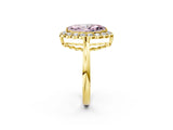 Yellow gold Fancy Pink Marquise  Halo Cluster Diamond Engagement Ring with Solitaire Band and Prong Setting_51