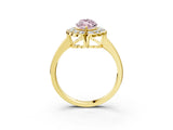 Yellow gold Fancy Pink Marquise  Halo Cluster Diamond Engagement Ring with Solitaire Band and Prong Setting_52