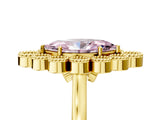 Yellow gold Fancy Pink Marquise  Halo Diamond Cluster Engagement Ring with Milgrain Bezel Setting and Solitaire Band_44