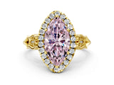 Yellow gold Fancy Pink Marquise  Halo Diamond Engagement Ring with Filigree Band and Four-Prong Setting_81