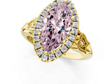 Yellow gold Fancy Pink Marquise  Halo Diamond Engagement Ring with Filigree Band and Four-Prong Setting_82