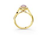 Yellow gold Fancy Pink Marquise  Halo Diamond Engagement Ring with Filigree Band and Four-Prong Setting_84