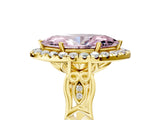 Yellow gold Fancy Pink Marquise  Halo Diamond Engagement Ring with Filigree Band and Four-Prong Setting_86