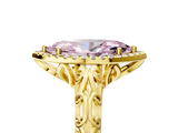 Yellow gold Fancy Pink Marquise  Halo Diamond Engagement Ring with Intricate Filigree Band and Four-Prong Setting_77