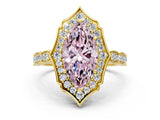Yellow gold Fancy Pink Marquise  Halo Diamond Engagement Ring with Milgrain Band and Four-Prong Setting_54