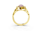 Yellow gold Fancy Pink Marquise  Halo Diamond Engagement Ring with Milgrain Band and Four-Prong Setting_57