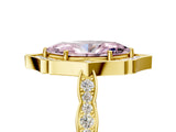 Yellow gold Fancy Pink Marquise  Halo Diamond Engagement Ring with Milgrain Band and Four-Prong Setting_59