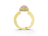 Yellow gold Fancy Pink Marquise  Halo Diamond Engagement Ring with Milgrain Pave Band and Four-Prong Setting_138