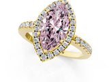 Yellow gold Fancy Pink Marquise  Halo Diamond Engagement Ring with Pavé Band and Four-Prong Setting_106