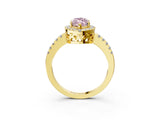 Yellow gold Fancy Pink Marquise  Halo Diamond Engagement Ring with Pavé Band and Four-Prong Setting_108