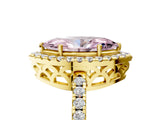 Yellow gold Fancy Pink Marquise  Halo Diamond Engagement Ring with Pavé Band and Four-Prong Setting_110