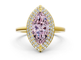 Yellow gold Fancy Pink Marquise  Halo Diamond Engagement Ring with Solitaire Band and Four-Prong Setting_20