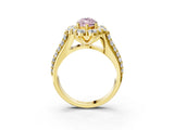 Yellow gold Fancy Pink Marquise  Halo Diamond Engagement Ring with Split Shank and Prong Setting_68