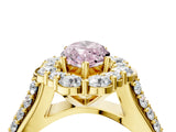 Yellow gold Fancy Pink Marquise  Halo Diamond Engagement Ring with Split Shank and Prong Setting_69