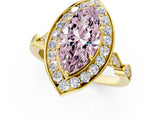 Yellow gold Fancy Pink Marquise  Halo Diamond Engagement Ring with Twisted Band and Four-Prong Setting 1