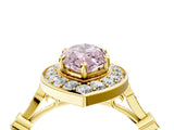 Yellow gold Fancy Pink Marquise  Halo Diamond Engagement Ring with Twisted Band and Four-Prong Setting 4