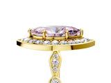 Yellow gold Fancy Pink Marquise  Halo Diamond Engagement Ring with Twisted Band and Four-Prong Setting 5
