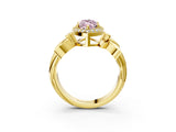 Yellow gold Fancy Pink Marquise  Halo Diamond Floral Band with Four-Prong Setting_57