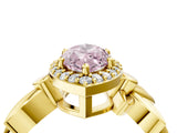 Yellow gold Fancy Pink Marquise  Halo Diamond Floral Band with Four-Prong Setting_58