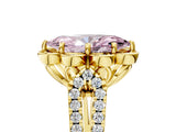 Yellow gold Fancy Pink Marquise  Halo Diamond Floral Split Shank Engagement Ring 5