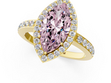 Yellow gold Fancy Pink Marquise  Halo Diamond Pavé Band Ring with Prong Setting_21