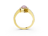 Yellow gold Fancy Pink Marquise  Halo Diamond Pavé Band Ring with Prong Setting_23
